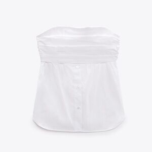 Zara White Strapless Poplin Top